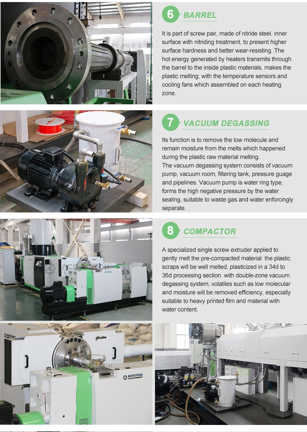 Aceretech Production Equipment Plastic PP Non-Woven Granules Making Machine with Ceramic Heater